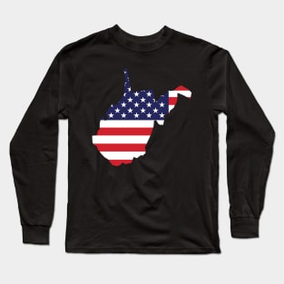 West Virginia State Shaped Flag Background Long Sleeve T-Shirt